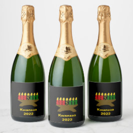 Kwanzaa Kinara Candles Sparkling Wijnetiket