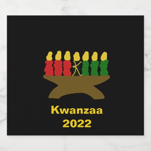 Kwanzaa Kinara Candles Sparkling Wijnetiket (Enkel label)