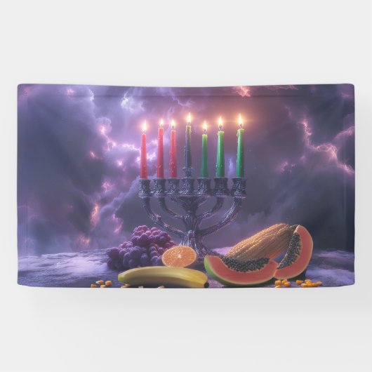 KWANZAA - KINARA - MISHUMAA SABA -  SPANDOEK (Horizontaal)