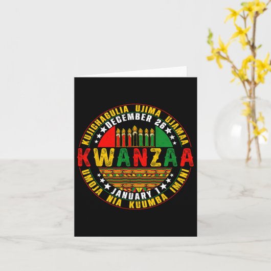 Kwanzaa Kinara Principes Kaarsen Pan Kaart (Gele Bloem)