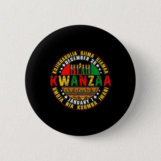 Kwanzaa Kinara Principes Kaarsen Pan Ronde Button 5,7 Cm (Voorkant)