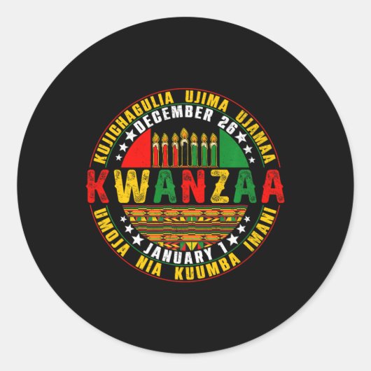 Kwanzaa Kinara Principes Kaarsen Pan Ronde Sticker (Voorkant)