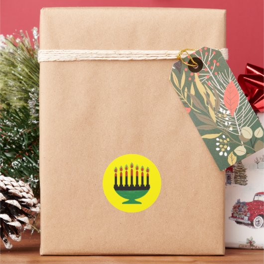 Kwanzaa Kleuren Kinara Ronde Sticker (Feestdagen)