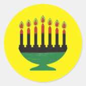 Kwanzaa Kleuren Kinara Ronde Sticker (Voorkant)