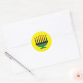 Kwanzaa Kleuren Kinara Ronde Sticker (Envelop)