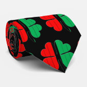 Kwanzaa Kleuren Rood Zwart Groen Klaver Patroon Stropdas (Opgerold)