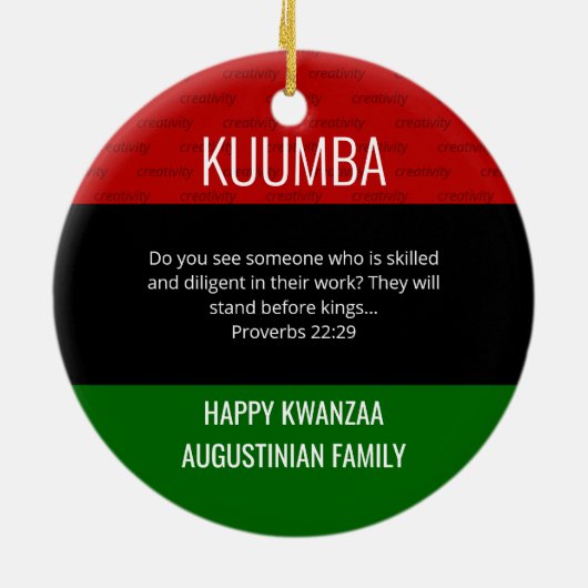 Kwanzaa KUMBA Keramisch Ornament (Achterkant)
