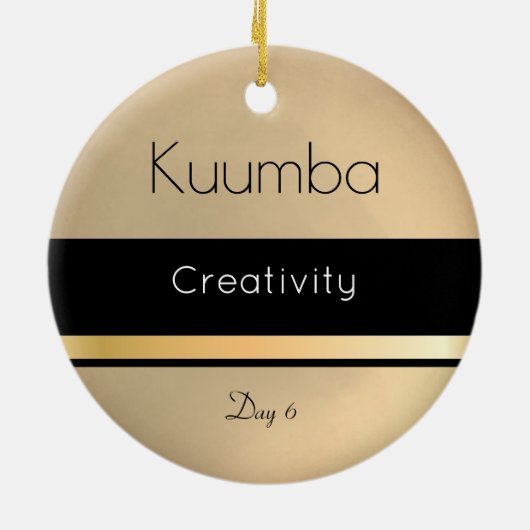 Kwanzaa Kuumba Gold Black White Day 6 Keramisch Ornament (Achterkant)