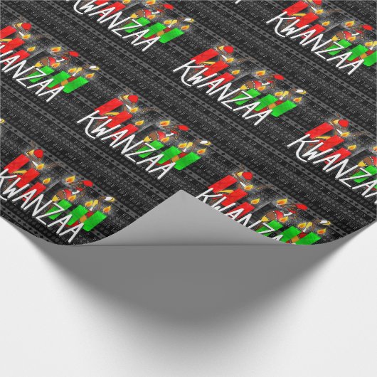 Kwanzaa Lit Kinara-kaarsen met Afrikaanse dansers Cadeaupapier (Hoek)