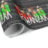 Kwanzaa Lit Kinara-kaarsen met Afrikaanse dansers Cadeaupapier (Rol Hoek)