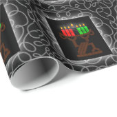Kwanzaa Lit Kinara-kaarsen met zwart en zilver Cadeaupapier (Rol Hoek)