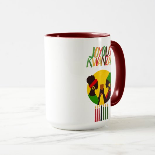 Kwanzaa Mok met rode accenten, 15 oz (Voorkant rechts)
