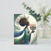Kwanzaa Mooie vrouw met Kinara Feestdagenkaart (Staand voorkant)
