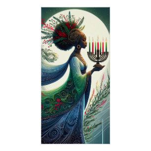 Kwanzaa Mooie vrouw met Kinara Perfect Poster