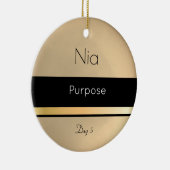 Kwanzaa Nia Gold Black White Day 5 Keramisch Ornament (Rechts)