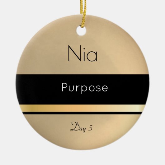 Kwanzaa Nia Gold Black White Day 5 Keramisch Ornament (Voorkant)