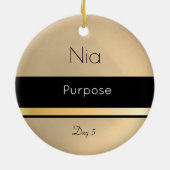 Kwanzaa Nia Gold Black White Day 5 Keramisch Ornament (Achterkant)