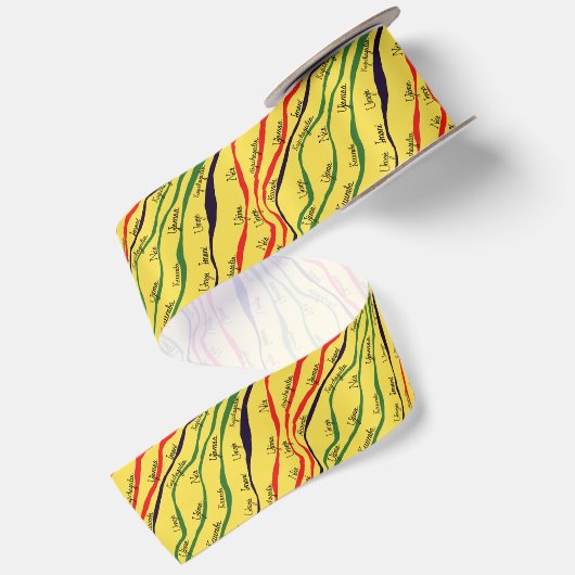 Kwanzaa Pattern Satijnen Lint (Achterkant)