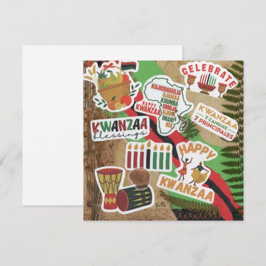 Kwanzaa plat Wenskaart (Voorkant / Achterkant)