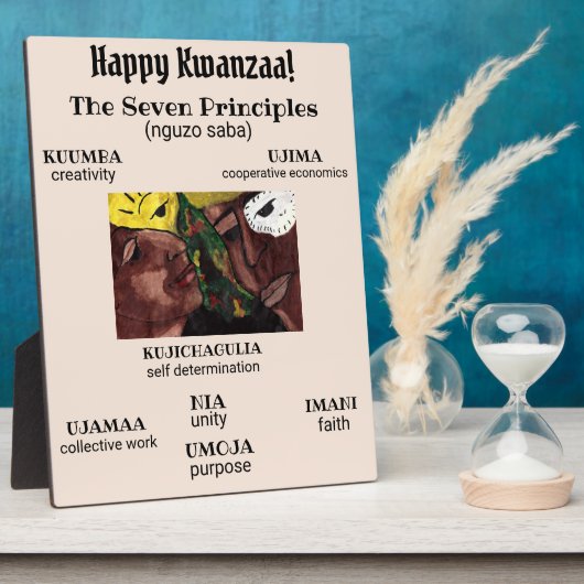 KWANZAA PRINCIPES Tafelblad Plaque met Ezel Fotoplaat (Zijkant)