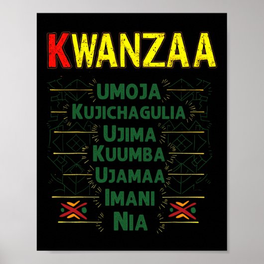 Kwanzaa Principes Viering Afro-Amerikaanse He Poster (Voorkant)