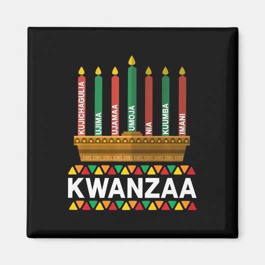 Kwanzaa Principles Kwanzaa Kaarsen Kinara Pan Afri Magneet (Voorkant)