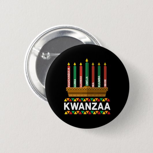 Kwanzaa Principles Kwanzaa Kaarsen Kinara Pan Afri Ronde Button 5,7 Cm (Voorkant /achterkant)