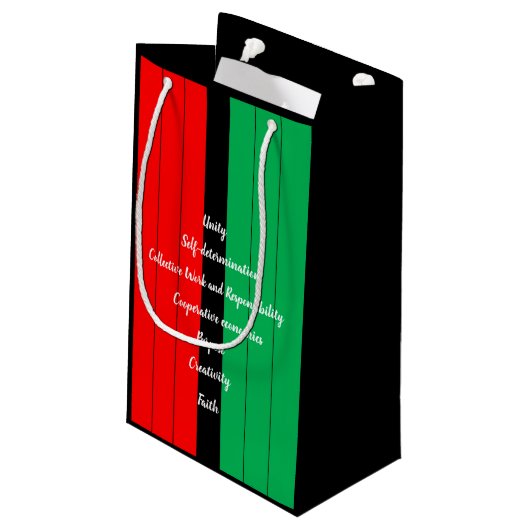 Kwanzaa Principles Red Black Green Stripes Pattern Klein Cadeauzakje (Achterkant Gekanteld)