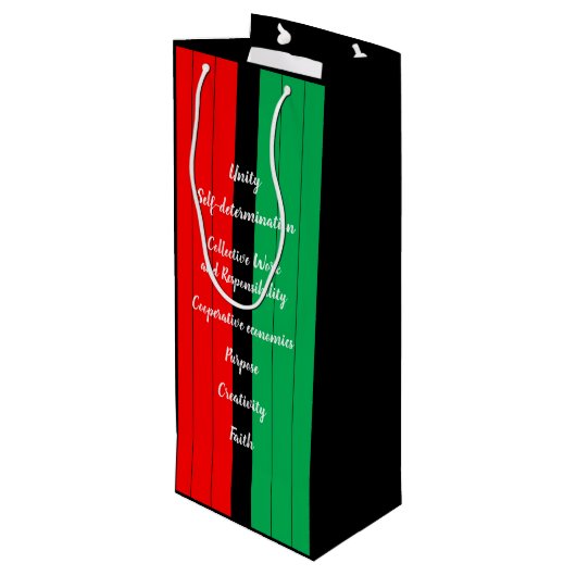 Kwanzaa Principles Red Black Green Stripes Pattern Wijn Cadeautas (Achterkant Gekanteld)