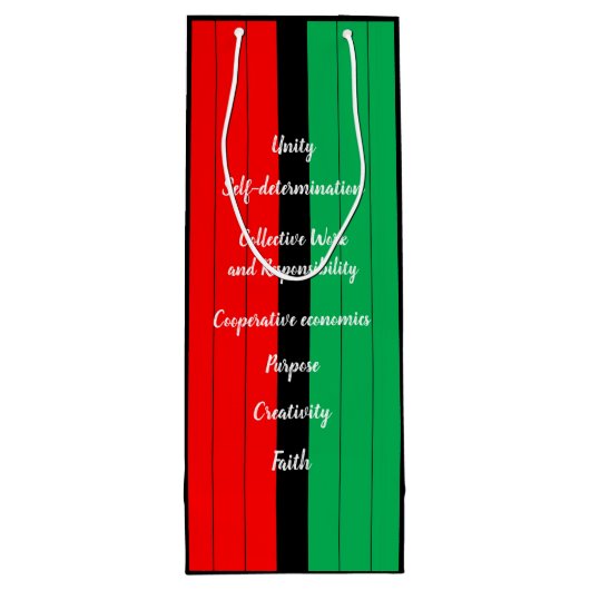 Kwanzaa Principles Red Black Green Stripes Pattern Wijn Cadeautas (Achterkant)