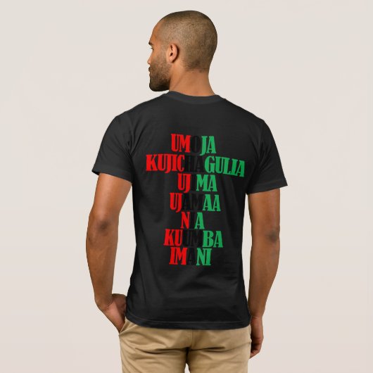 Kwanzaa Principles Red Black Green Text T-shirt (Achterkant volledig)