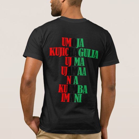 Kwanzaa Principles Red Black Green Text T-shirt (Achterkant)