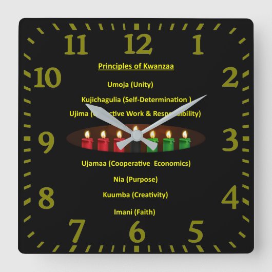 Kwanzaa Principles Square Wall Clock Vierkante Klok (Voorkant)