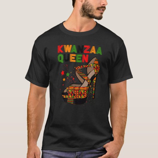 Kwanzaa Queen High Heels African American Afro Wom T-shirt (Voorkant)
