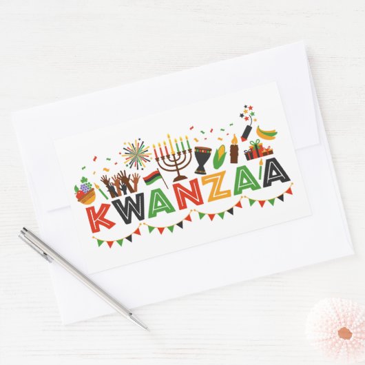 Kwanzaa   rechthoekige sticker (Envelop)