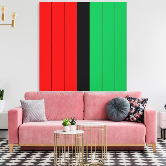 Kwanzaa Red Black Kinara Striped Pattern Canvas Afdruk (Insitu (Woonkamer))