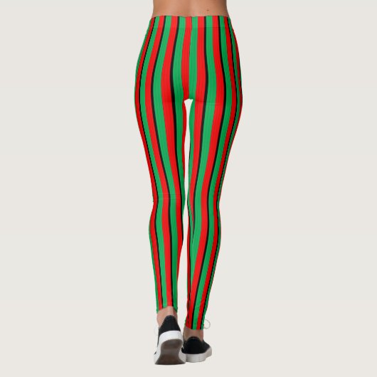 Kwanzaa Red Black Kinara Striped Pattern Leggings (Achterkant)