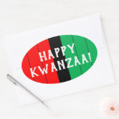 Kwanzaa Red Black Kinara Striped Pattern Ovale Sticker (Envelop)