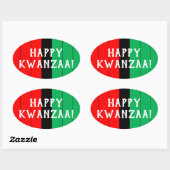Kwanzaa Red Black Kinara Striped Pattern Ovale Sticker (Vel)