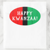 Kwanzaa Red Black Kinara Striped Pattern Ovale Sticker (Tas)