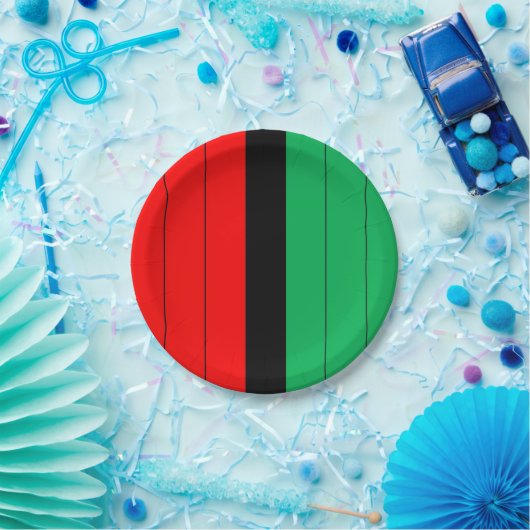 Kwanzaa Red Black Kinara Striped Pattern Papieren Bordje (Feest)