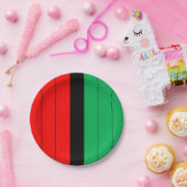 Kwanzaa Red Black Kinara Striped Pattern Papieren Bordje (Feest)