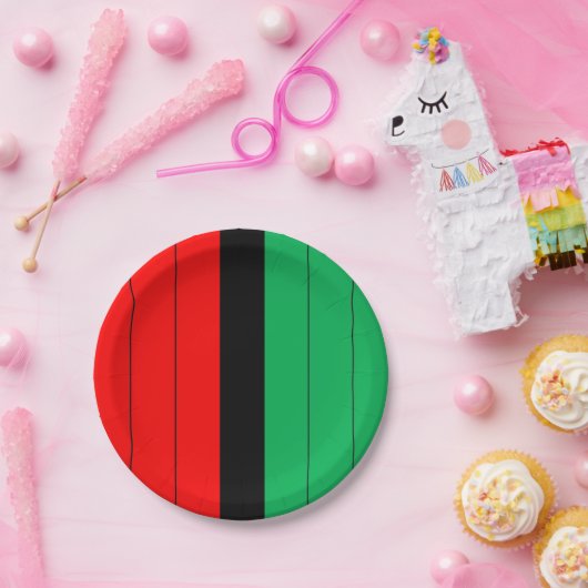 Kwanzaa Red Black Kinara Striped Pattern Papieren Bordje (Feest)
