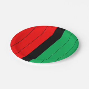 Kwanzaa Red Black Kinara Striped Pattern Papieren Bordje