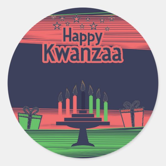 Kwanzaa Ronde Sticker (Voorkant)