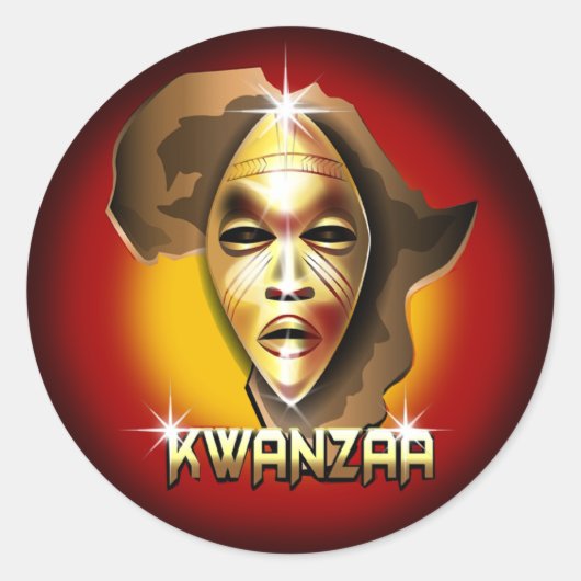 Kwanzaa Ronde Sticker (Voorkant)