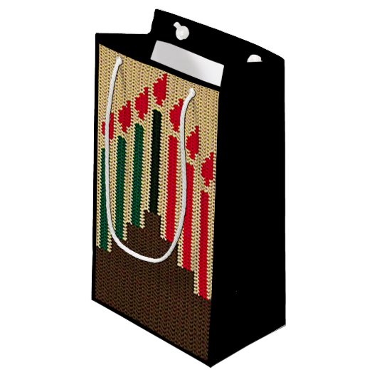 Kwanzaa Rood Zwart Groen Artisan Haakprint Klein Cadeauzakje (Voorkant Gekanteld)