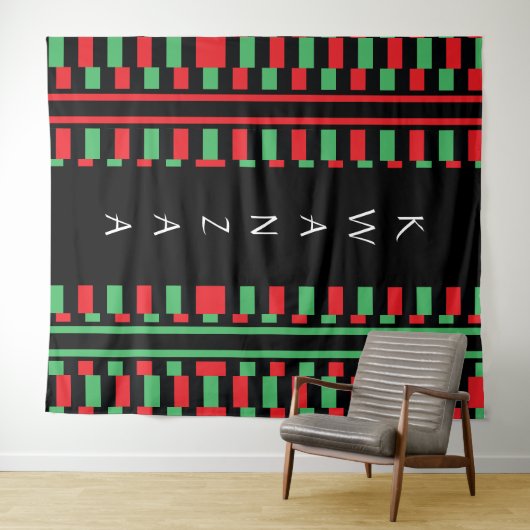 Kwanzaa Rood Zwart Groen Feest Wandkleed (In Situ (horizontaal))