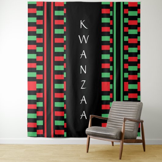 Kwanzaa Rood Zwart Groen Feest Wandkleed (In situ)