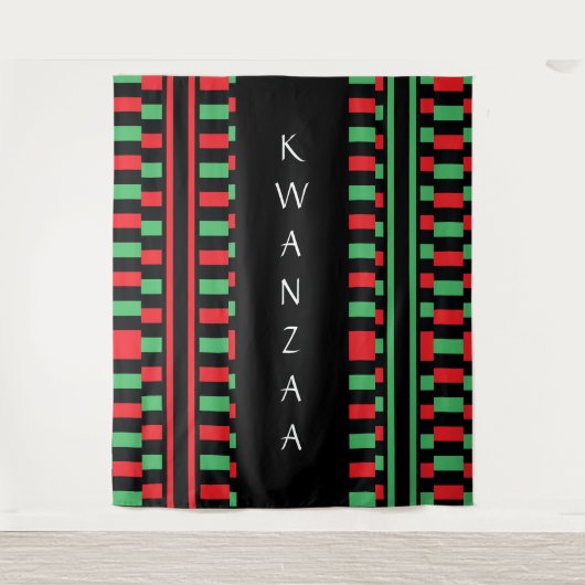 Kwanzaa Rood Zwart Groen Feest Wandkleed (Voorkant)